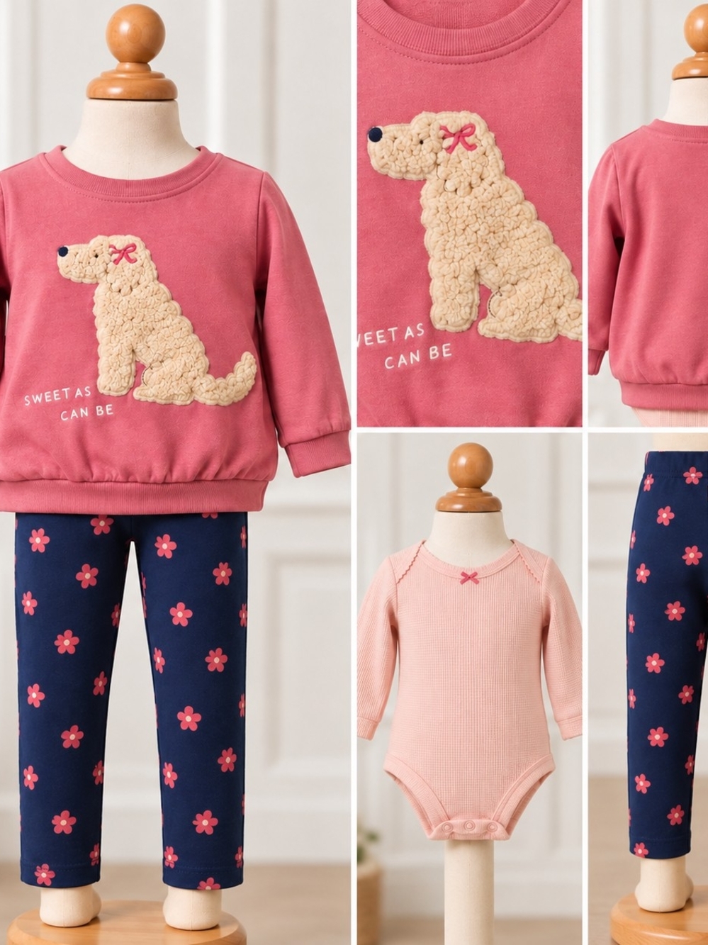 NWT Carter’s Baby Girl 3-Piece Puppy Outfit Set Pink Floral 6M